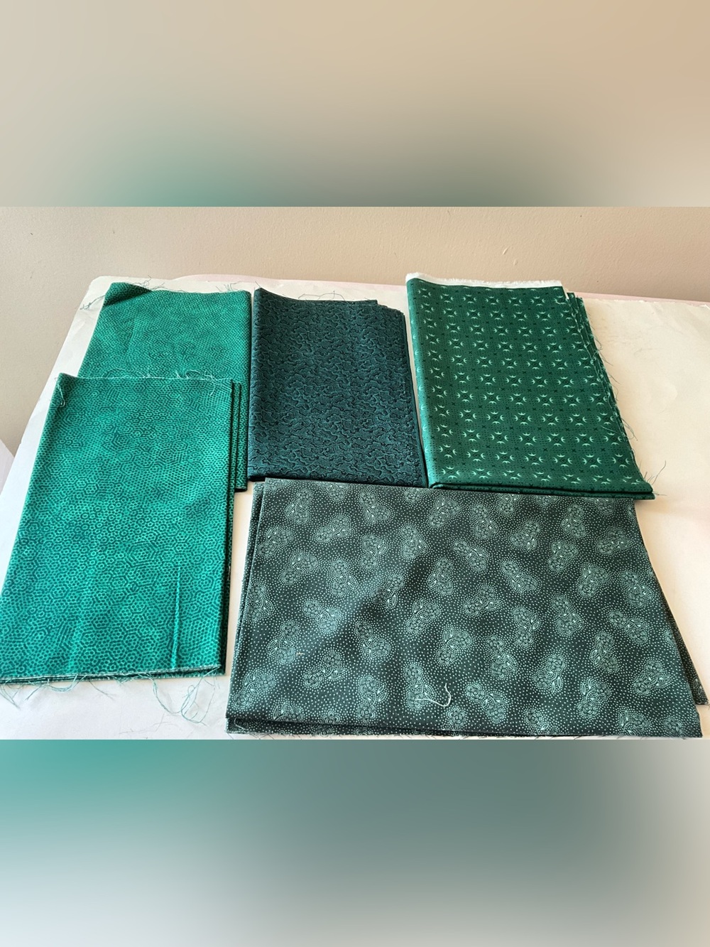 Quilting Sewing Craft Material Lot Henry Glass #1603#1597 Paisley Greens Cotton